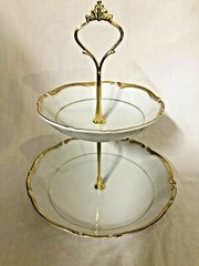 2 Tier vintage Jewelry stand bowls or fruit/cookies/tidbits SEYEI fine China