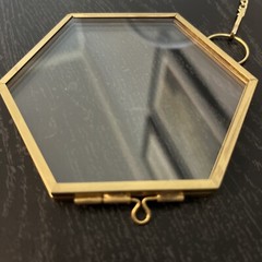 Vintage Hanging Hexagon Pressed Flower Photo Keepsake Frame, 3.5”