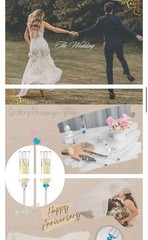 4 Pcs Wedding Cake Knife and Champagne Flutes Server Set for Bride