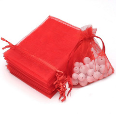 100Pcs 2.8″X3.6″(7X9Cm) Sheer Drawstring Organza Jewelry Pouches Wedding Party C