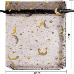 00PCS Moon Star Organza Bags 3X4 Inch for Jewelry Candy Wedding Party Favors