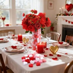 80 Pieces Valentines Day Foam Heart Vase Fillers Valentine Heart Decor Pink