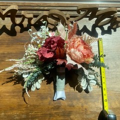 Bridal Wedding Bouquet Hand made Budget Friendly Faux Flowers Red Orange Fall