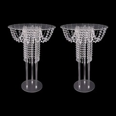 2Pcs 23.62in Clear Acrylic Flower Stands For Wedding Aisle Reception Decor