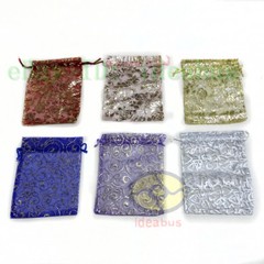 25/50/100pcs Print Pattern Organza Pouches Jewelry Wedding Favor Bags 6.7″x4.73″
