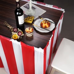 durony 2 Packs Red and White Striped Table Skirt Circus Theme Party Supplies…