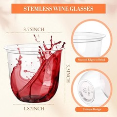 100 Pcs Disposable Stemless Glasses 12oz Crystal Plastic Clear – 100pcs