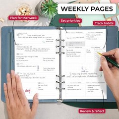 Weekly Planner Binder – Goal Setting Planner for Medium (7″ x 9″) Windy Blue