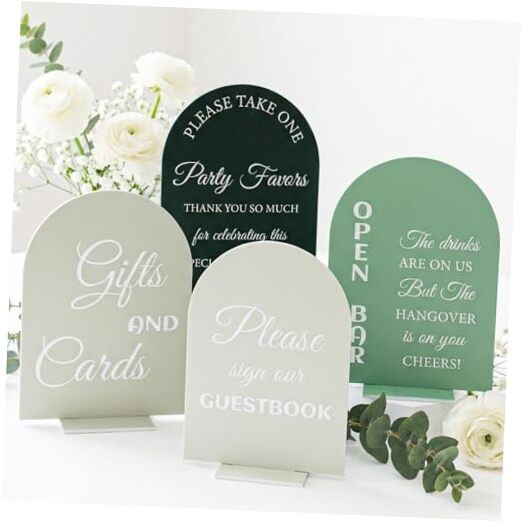 4 Pcs Acrylic Wedding Signs for Reception and Ceremony, Wedding Signage Decor