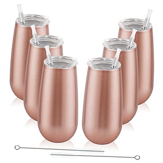 Pack Insulated Champagne Tumblers, Stemless Oz Wine Flutes, 6 #Rose Gold