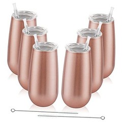 Pack Insulated Champagne Tumblers, Stemless Oz Wine Flutes, 6 #Rose Gold