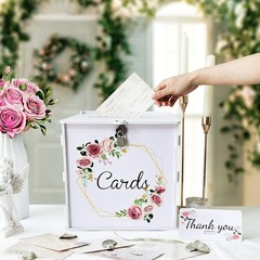 PVC White Wedding Card Box with Lock, DIY Gift Card Box for Wedding Reception…