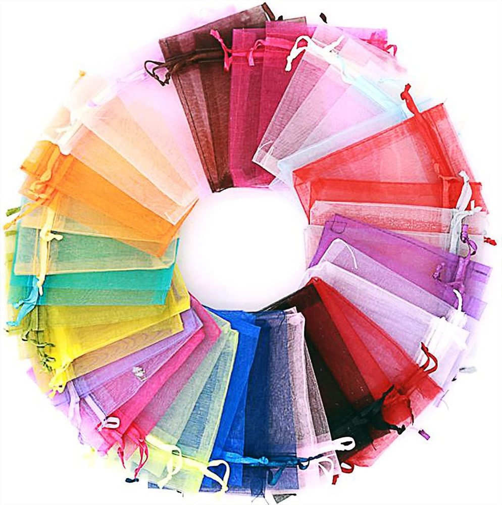 100Pcs 4X6 Inch Organza Bags Bulk, Drawstring Organza Jewelry Pouches Wedding Pa