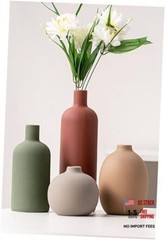 Ceramic Flowers Vase Set of 4, Elegant Multicolor Home Red/Green/Brown