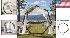 7ft Rustic Wedding Arch Wooden Heptagon with Simple Assembly Instructions