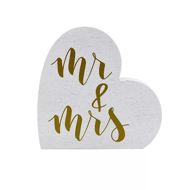 MR & MRS SITTER, 6x6x1.25, GOLD/WHITE, BEAUTIFUL DECOR CELEBRATING WEDDING, NEW