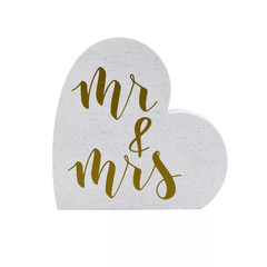 MR & MRS SITTER, 6x6x1.25, GOLD/WHITE, BEAUTIFUL DECOR CELEBRATING WEDDING, NEW