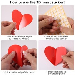 60 Pcs Valentines-Day-Wall-Decorations, 3D Heart Valentine Wall Stickers, Red
