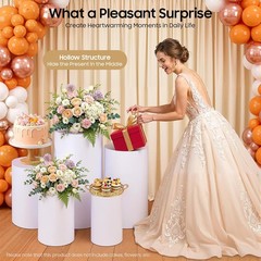 5PCS Cylinder Pedestal Stands Parties White PVC Cake Stand Round Cylinder Stands