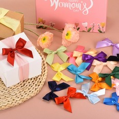 100Pcs Mini Ribbon Bows 2.5″ Mini Fabric Satin Ribbon Flower Bows Olive Green