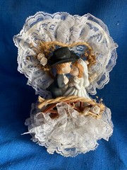 Vintage 1980s Western Cowboy & Cowgirl Ceramic Wedding Cake Topper Rope Toole