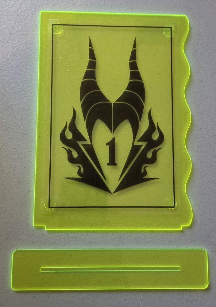 Maleficent Table Numbers with Stands 1-13, 5×7 Acrylic Pink & Yellow Event Decor