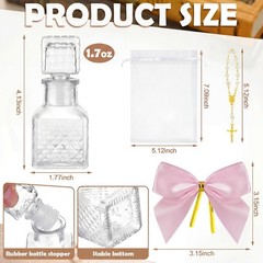 Chuangdi 12 Sets Holy Water Bottles Baptism Favors for Guest Elegant, Pink