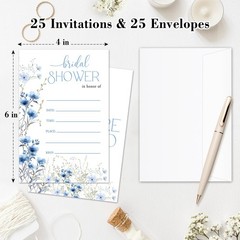 TRKAE Floral Bridal Shower Invites for Newlyweds Bridesmaid, Blue Floral-02