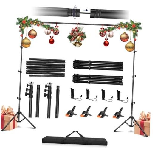 Portable Reverse-Folding Backdrop Stand Kit, 10ft x 6.5ft (W x H) Adjustable