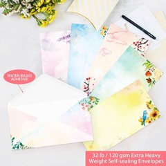 Lined Stationary Paper and Envelopes Set Floral Bird Watercolor Clear
