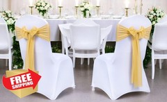 MDS Gold Chair Sashes Bows 50 pcs