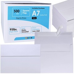 500 Pcs White A7 Invitation Envelopes 5 1/4 x 7 500 White,