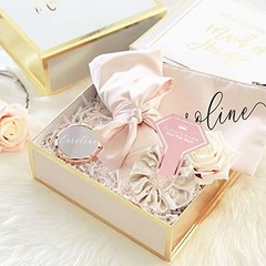8 PACK Bridesmaid Proposal Gifts Scrunchies Hair Ties Bachelorette Beige+White