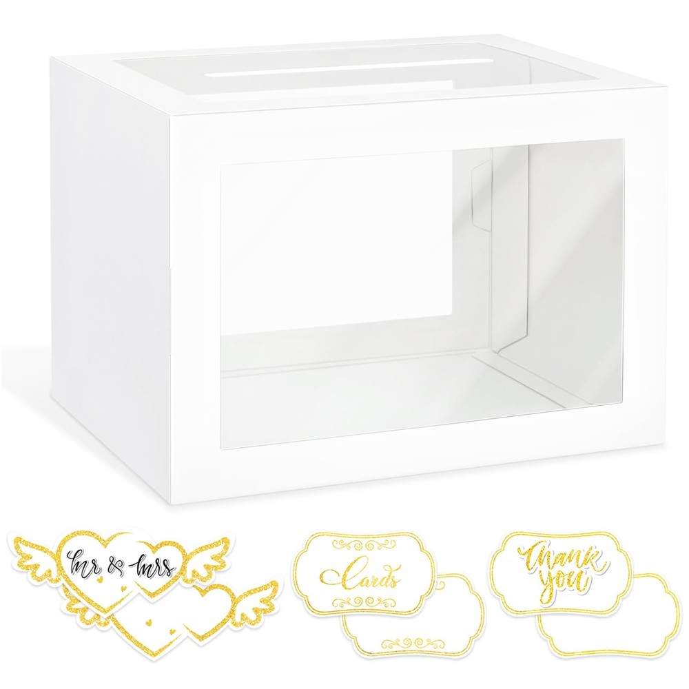 1 Pack White Transparent Card Box, Gift Receiving, Wedding, Party, Raffle Box