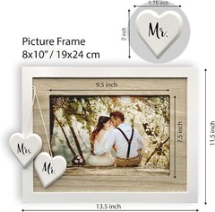 Mr & Mrs Picture Frame 8×10 – White Picture Frames with Hearts (NEW)