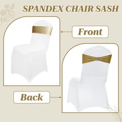 Mds Pack Of 100 Spandex Foil Chair Sashes Bow Universal Fits Elastic Stretch