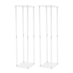 2pcs Tall Elegant Decorative Vase Column Acrylic Flower Stand Display Wedding