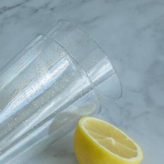 16 oz Clear with Silver Glittered Plastic Cocktail Disposable Glasses TABLEWARE