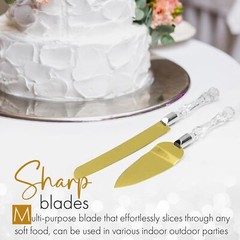 LUSHIG Cake Knife and Server Set | Acrylic Faux Crystal Handles & Premium 420…