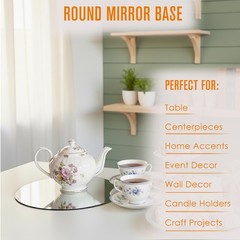 Round Mirror Centerpieces for Tables – 8 Inch Glass Trays, Candle Holders, 12 Pa