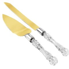 LUSHIG Cake Knife and Server Set | Acrylic Faux Crystal Handles & Premium 420…