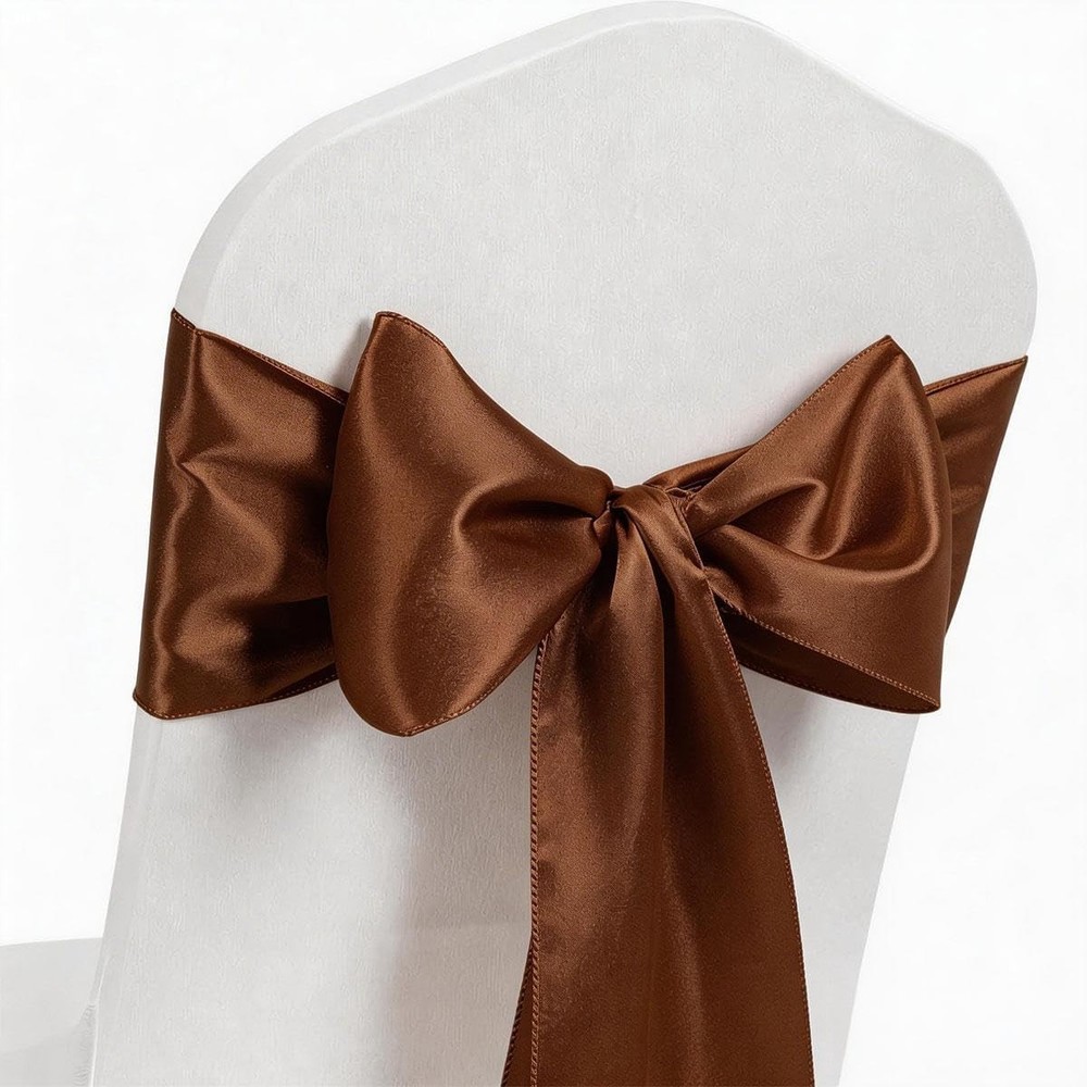 Brown Chair Sashes 50 Pack Chocolate Satin Chairs Bows Ribbons for Party Wedding