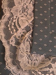 VTG Blue Floral Fabric Lace Photo Album Cottagecore Shabby Chic Slip-In Pages