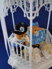 New Vintage Bakery Crafts Teddy Bear Country Dancers Gazebo Wedding CakeTop,