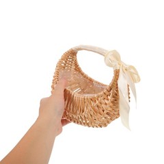Reusable Woven Willow Flower Basket for Ceremony with Large Capacity and Handle