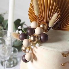 25 ASSORTED Palm Leaves Flower Ball Boho CAKE TOPPERS Decoration Set Events