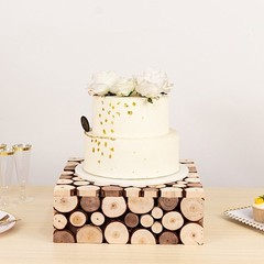 NATURAL 14″x14″ Square Wooden Cake Stand Pedestal Riser Wedding Centerpieces