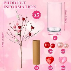 Pcs Decorations Artificial Hearts Flowers Berry Stems Gifts, 187 Valentines