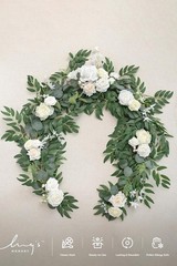 Ling’s Moment Flower Garland – 6FT Eucalyptus & Rose – Sweetheart Table Decor fo