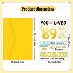 89th Birthday Card, Funny Birthday Decorations for Women Men, Best 89 Year Ol…